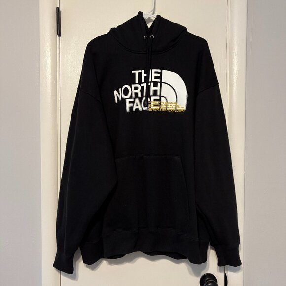 The North Face Mens Coordinates Hoodie Sweatshirt XXL/2XL Black Jumbo Pixel Logo - Picture 1 of 11